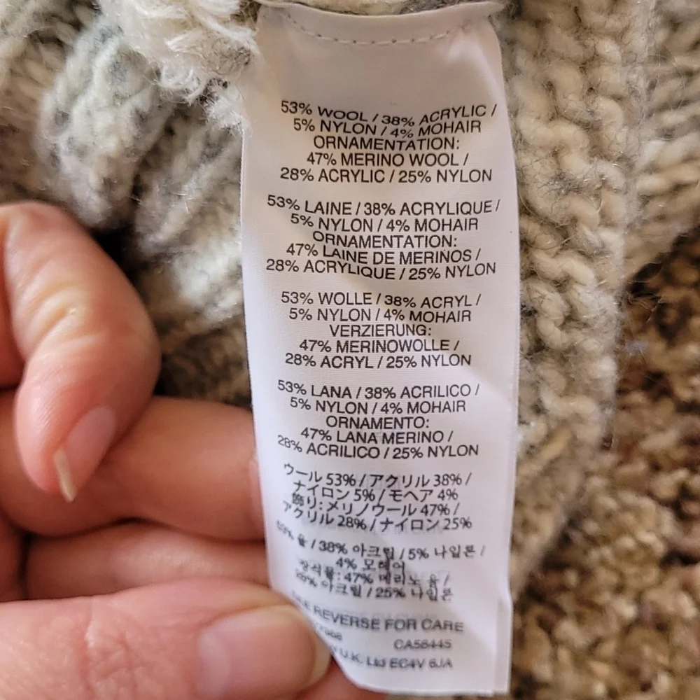 J Crew gray sweater with white stripes XS
